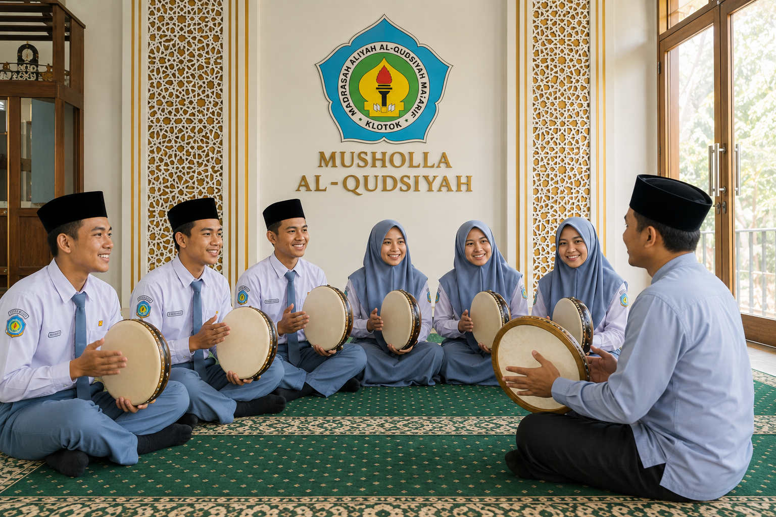 Grup memainkan rebana / tambourine